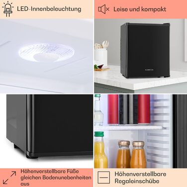 Klarstein Mini холодильник для кімнати, 23L, для напоїв та косметики, міні-бар, тихий, регульована полиця, компактний холодильник для догляду за шкірою 5-15°C, чорний