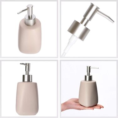Дозатор для мила KADAX: керамічний диспенсер для рідкого мила, мийного засобу та лосьйону для ванної та кухні (Бежевий)