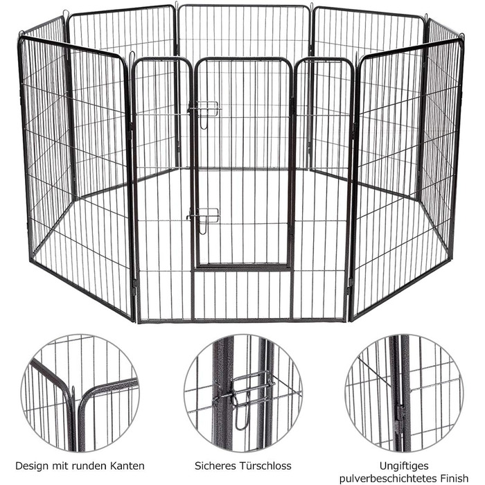 Металевий вольєр для собак та котів Costway 80 см, 8-секційний, чорний