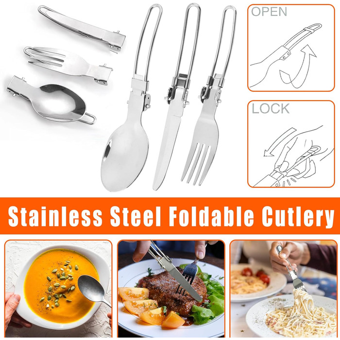 Набір посуду для кемпінгу та приготування їжі на природі (1-2 особи), легкий, для туризму та подорожей