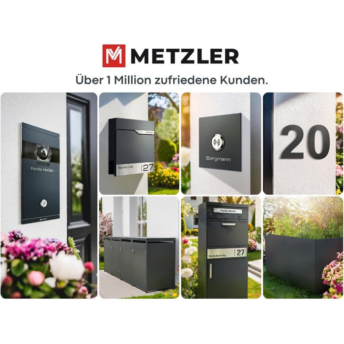 Поштовий ящик Metzler Stelio Anthrazit з газетницею та гравіюванням імені з нержавіючої сталі V2A - RAL 7016