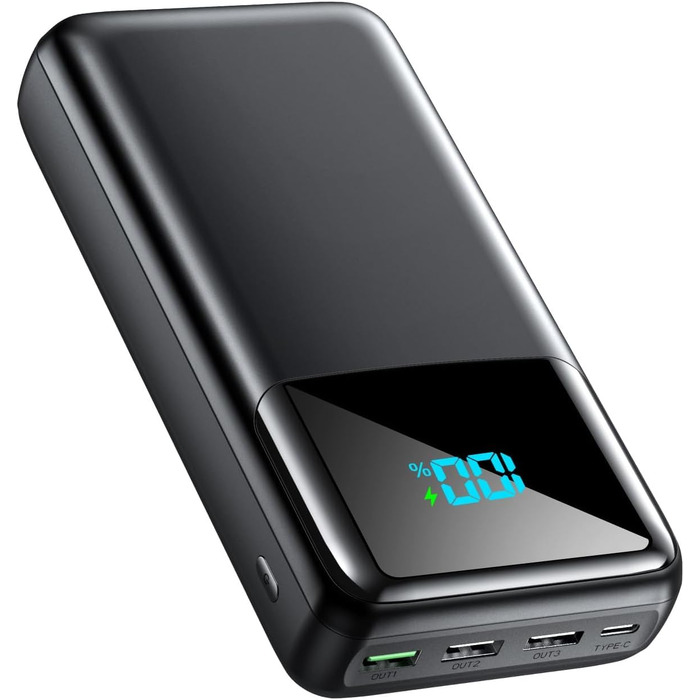 Потужний зовнішній акумулятор Power Bank на 60000 mAh, велика ємність, чорний