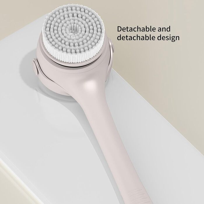 Multifunctional Electric Bath Brush, Shower Brush, Double Handle, 4 Interchangeable Heads for Cleaning
