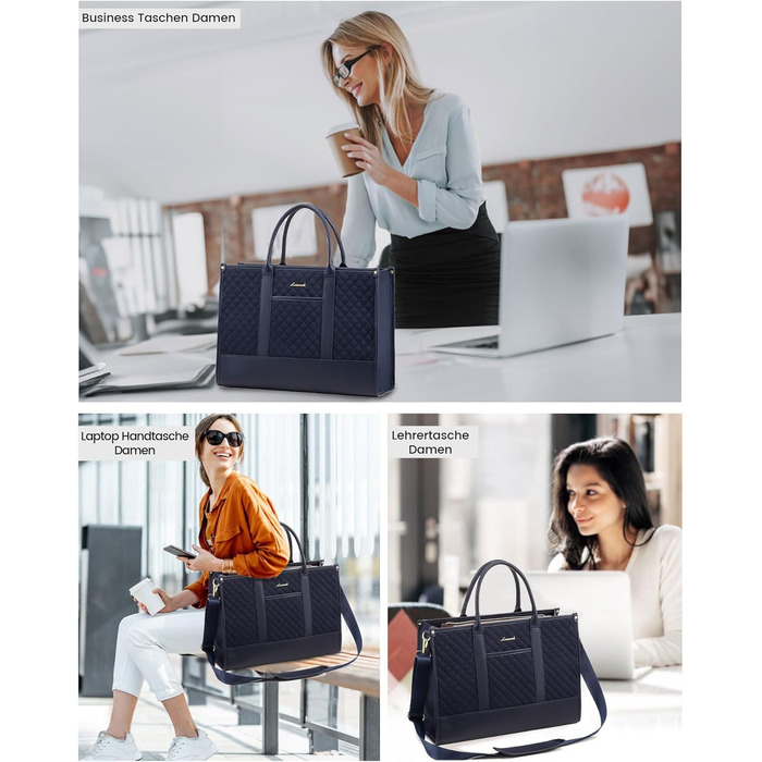 Сумка для ноутбука LOVEVOOK жіноча водонепроникна для роботи та навчання, 17 дюймів, темно-синя. Бізнес-сумка, портфель, сумка для викладача