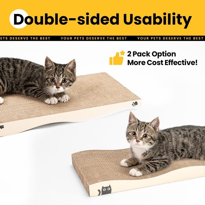 Кігтеточка для котів з коробкою та 4 змінними шарами з картону - велика кігтеточка з міцного гофрокартону, двосторонні шари для дряпання з наклейками DIY - місце для відпочинку котів у квартирі, захист меблів. Велика коробка для котів + 4 кігтеточки + нак