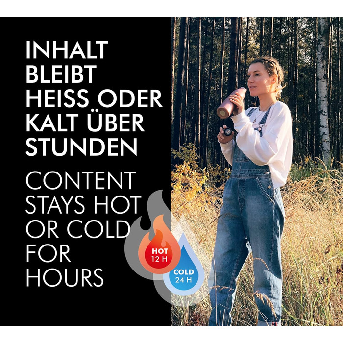 Термокава THERMOcafé TC Bottle (1,0 л) – термоізольована фляга з нержавіючої сталі, для школи, подорожей та офісу, колір: бірюзовий