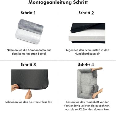 Ортопедичне ліжко для собак ZURMATRADE з Memory Foam – миється, неслизьке, зручне – для великих та маленьких собак – сірого кольору, видалення шерсті L (89x63,5x16,5 см)