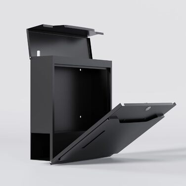 Поштовий ящик преміум класу з газетницею та оглядовим вікном, антрацит - персоналізований з іменем родини, настінний поштовий ящик