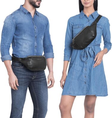 STILORD 'Pino' Елегантна поясна/грудна сумка з натуральної шкіри для жінок та чоловіків, чорна. Компактна сумка-рюкзак, вінтажний стиль.