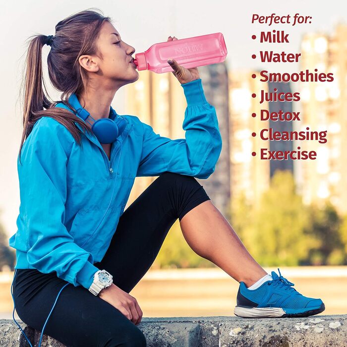 MILTON Sport Bottle, square, juice box style, ideal for juices, milk, smoothies, plastic, wide opening, leak-proof, BPA-free, (900 ml)
