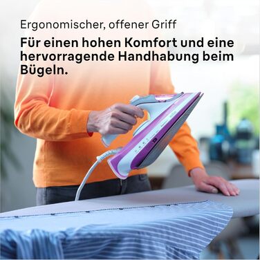Праска з живленням від пари Braun FreeStyle 5 SI 5037 VI - потужний відпарювач з підошвою Freeglide 3D, вертикальним відпарюванням, 2700 Вт, 200 г/хв, резервуар 330 мл, фіолетовий