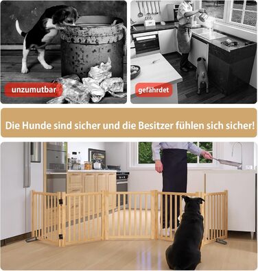 Дверцята для собак з дерева, розкладні, для кухні, коридору, вітальні, на сходи, кутова установка, підходять для собак маленьких та середніх порід, дерев'яного кольору, 2P 58см, захисний загін для собак (5-58)