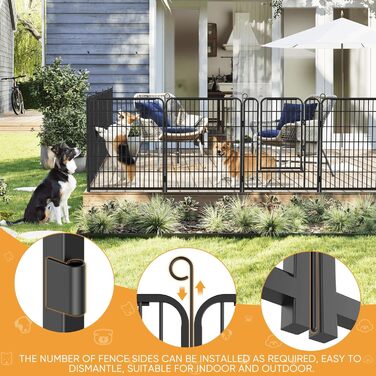 Вольєр для цуценят, ігровий майданчик, вольєр для цуценят з дверцятами та засувом, огорожа для тварин, загін для собак, вольєр для кроликів, металеві з'єднання, 65 x 80 см (8 перегородок)