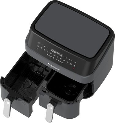 Аерофритюрниця TurboTronic Doppel XXL 9л (2х4.5л) з цифровим керуванням, сіра - фритюрниця без олії, 12 програм