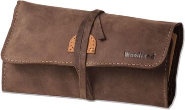 Woodland Tobacco Pipe and Accessories Case made from soft, natural unfinished buffalo leather in a taupe/dark brown-cognac combination