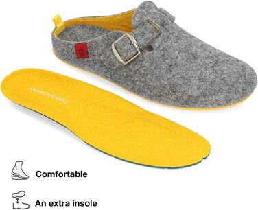 Тапочки Andrés Machado Unisex Dynamic, сірий та жовтий, 43 EU