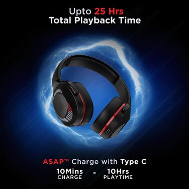 Boat Rockerz 425 Бездротові навушники Bluetooth з мікрофоном, червоні. 25 годин роботи, Bluetooth V5.2, Dual-Pairing, ENx-технологія, швидка зарядка.