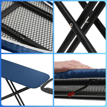 КADAX Прасувальна дошка, 120x38 см, складна, регульована висота, для прасування з парою, з антиковзними ніжками, з підкладкою з піною 8 мм (Темно-синій)