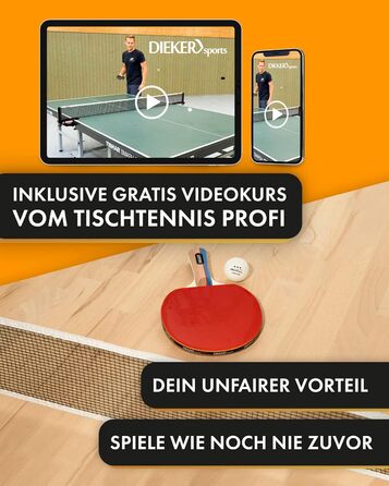 Набір для пінг-понгу DIEKER | 2 ракетки, 3 преміум м'ячі, міцна сумка | Для всієї родини, чорний