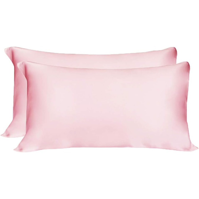 LULUSILK 16 Momme 100% Silk Pillowcase Hair and Skin Care Pillow Cover Wrinkle-Resistant 2 Pieces 40x80cm Pink