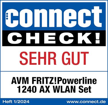 Набір FFRITZ!Powerline 1240 AX WLAN: Powerline Gigabit Wi-Fi 6, точка доступу WLAN, для медіа-трансляції, HD-відео, інтернет-ТБ, 1200 Мбіт/с