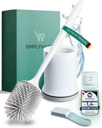 Силіконова щітка для туалету - гігієнічна, швидковисихаюча, з підставкою, для підвішування на стіну без свердління, з підйомником для кришки унітазу