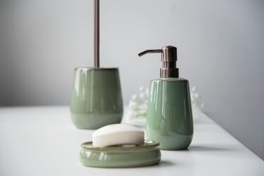 Дозатор мила WENKO Sirmione з кераміки, 430 мл, зелений/мідний, з насосом