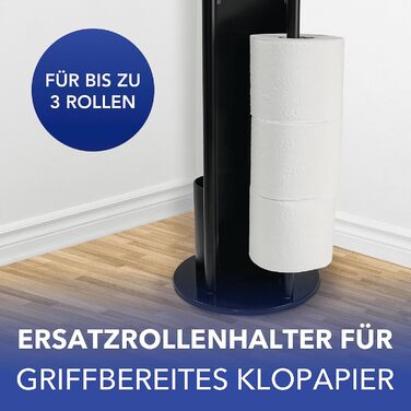 Набір для туалету WENKO Ravina 3-в-1 з тримачем туалетного паперу та щіткою, нержавіюча сталь, чорний, Ø 20 x 70 см