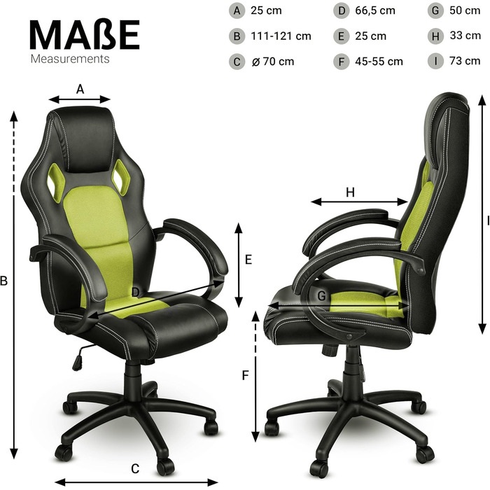 Крісло гоночне TRESKO Racing для офісу, обертове, 14 кольорів, з підлокітниками, механізм гойдання, сертифікат SGS (Світло-зелене)