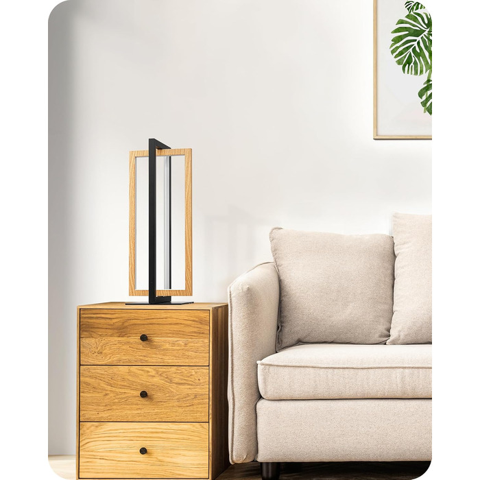 LED настільна лампа EDISHINE з дерева, торкання, димування, пам'ять, 3 кольори, 350 люмен, для вітальні, офісу, подарунок, сучасний стиль