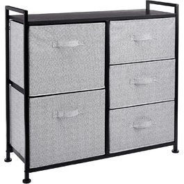 Amazon Basics - Closet Storage Organizer with 5 Fabric Drawers, White (Black)