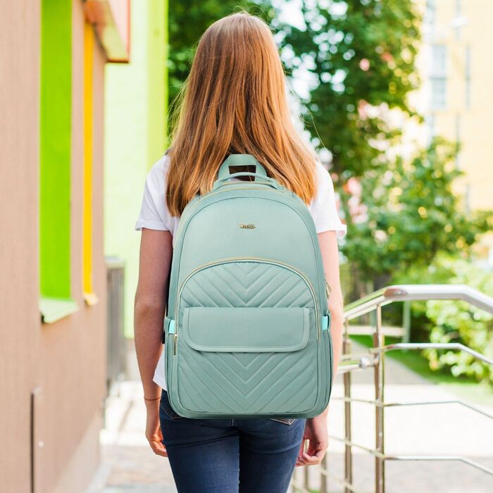 Жіночий рюкзак для ноутбука 17,3 дюйма: ідеальний для навчання, роботи та офісу. Зелений колір