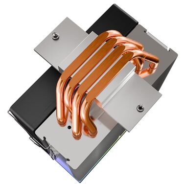 Кулер для CPU Jungle Leopard KF420E з дисплеєм температури, 4 heat pipes, 1800RPM ARGB PWM вентилятор, для LGA 115X/1200/1700/1366/2011/1851, AM4/AM5 (Чорний)