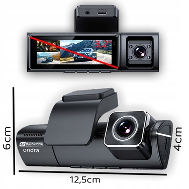 Автомобільний відеореєстратор Ondra XR170 4K UHD: 3 камери, GPS, Wi-Fi