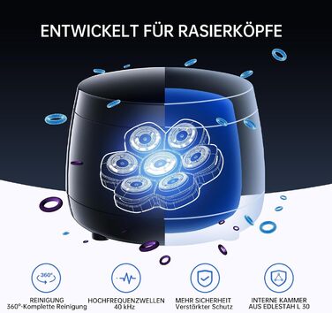 Електричний гоління голови для чоловіків 7D PRO Glatzen Rasierer - MAXGROOM IPX6 водонепроникний, з плаваючою головкою, 1400mAh, 8800RPM, USB-C, чорний