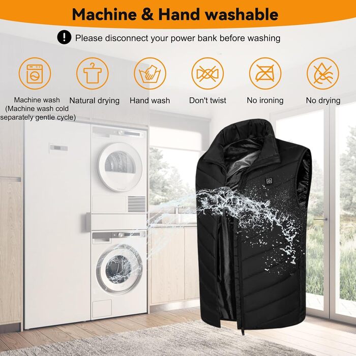 Обогревна жилетка для чоловіків та жінок, USB-жилетка з підігрівом, унісекс, жилетка з підігрівом, перезаряджається, 9 зон підігріву, 3 рівні температури для активного відпочинку та походів