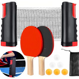 Набір для настільного тенісу з регульованою ручкою та сіткою, ідеальний для гри в приміщенні та на вулиці, тренувань (пакет 2)