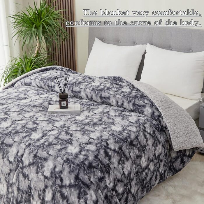 CHOSHOME Плед м'який, теплий, фланелевий, з мікрофібри, з ефектом шерпи, 150x200 см, двосторонній, для дому, подарунок на Різдво (темно-сірий)