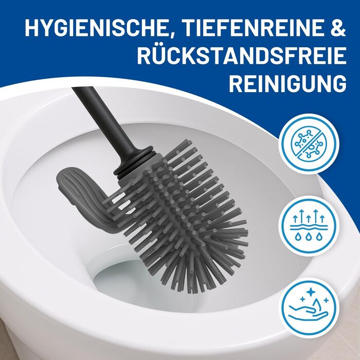 Набір для туалету Rival Recycling з щіткою для обідка – ергономічна ручка з переробленого матеріалу, для швидкого та ретельного очищення, з тримачем (антрацит, Meiler)