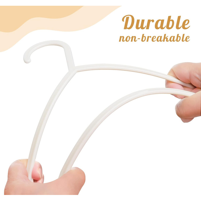 60 шт. вішалки для дитячого одягу ilauke з антиковзаючою поверхнею, безпечні для дітей, з пластику (28,5 см, бежеві). Підходять для T-shirt, светрів, ідеальні для дитячих шаф та дитячих товарів.