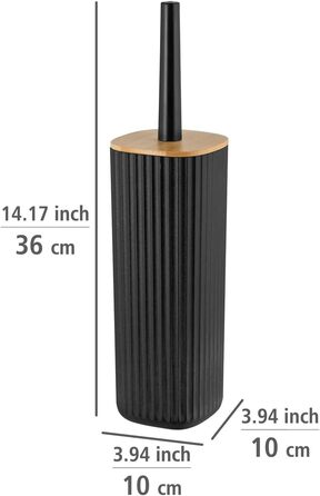 Набір для туалету WENKO Rotello: щітка та тримач з бамбуковим кришкою, білий/натуральний, Ø 10 x 36 см