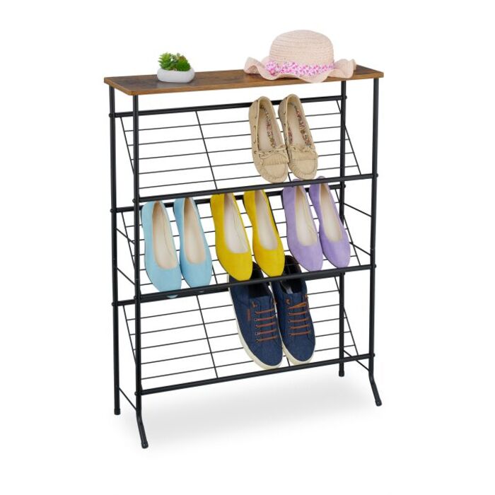 Relaxdays Industrial Shoe Rack for 9 Pairs of Shoes