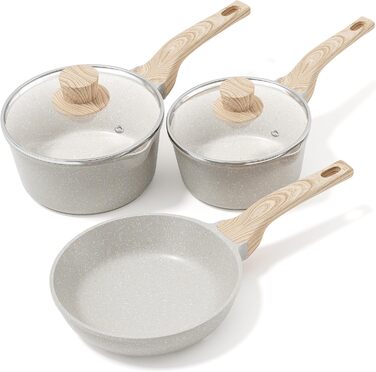 Набір посуду RIOVARM: сковороди з антипригарним покриттям (18см, 20см, 24см) та каструля з кришкою, без PFOA