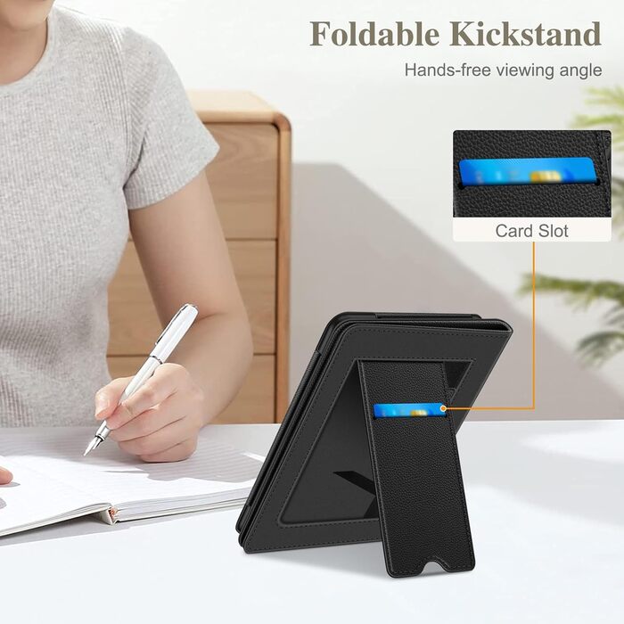 Чохол Fintie для Kindle Paperwhite 12-го покоління (2024/2025) та Kindle Colorsoft/Signature Edition, з підставкою, петлею та авто-сном, чорний