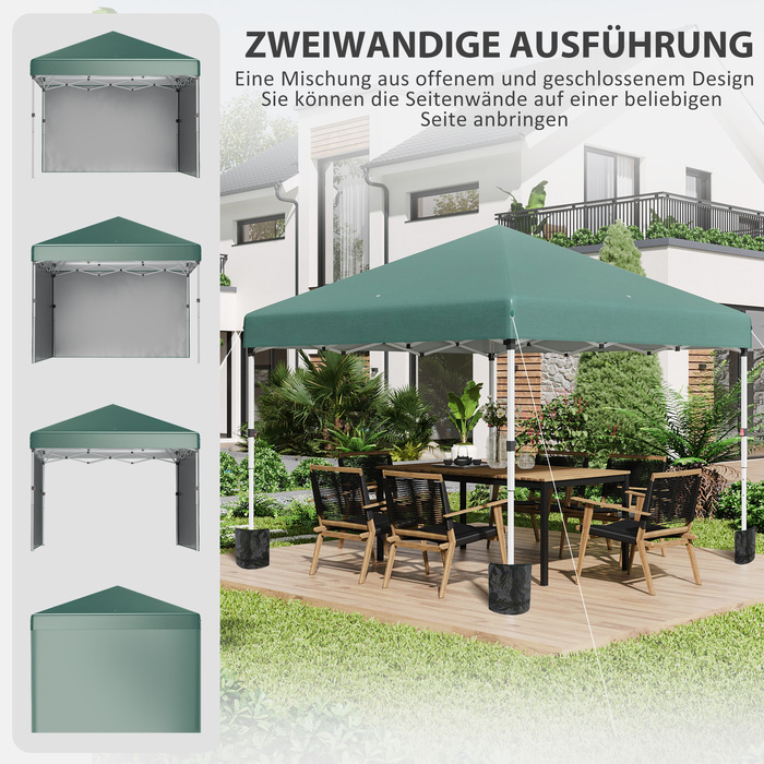 Outsunny Gazebo approx. 3x3m, water-resistant, stable, winter-proof, pop-up folding gazebo with 2 side walls, UV protection 30+, foldable party tent, garden tent with bag, garden gazebo for camping, garden, lawn | Aosom