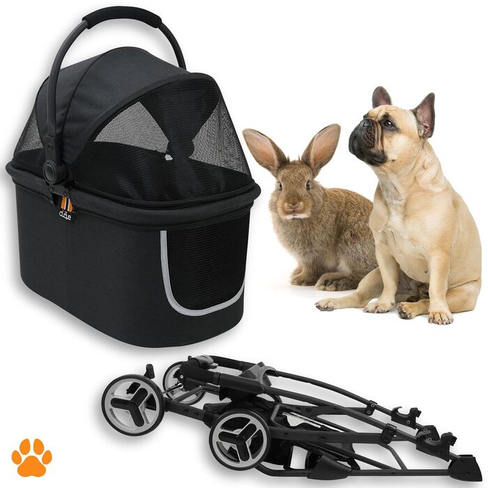 Візок-переноска для собак 2-в-1 CECE | Складана переноска з кошиком для покупок | Візок та переноска для собак - Чорний Меланж