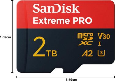 Карта пам'яті SanDisk Extreme PRO microSDXC UHS-I 2TB (A2, Class 10, V30, U3, 200 MB/s) з адаптером та RescuePRO Deluxe для смартфонів, дронів та екшн-камер