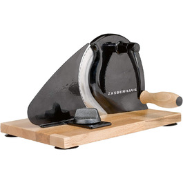 Zassenhaus Classic Manual Bread Slicer | Solingen Steel | Adjustable 1-18mm | Wooden Base & Crank | Black