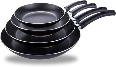 Набір антипригарних сковорідок Avilia (4 шт.) з нержавіючої сталі, діаметр 16-28 см, покриття AM Salus Hard System, ізольовані ручки, Made in Italy