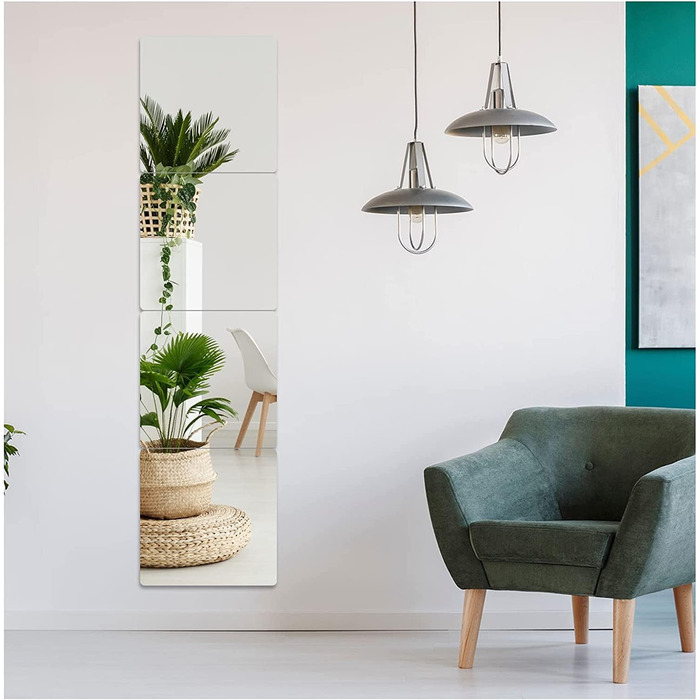 Акрилові дзеркала на стіну, самоклеючі, 4 шт., безпечні, для макіяжу, дому, спортзалу (30x30 см, 20x20 см)